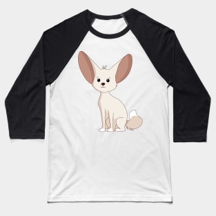 Fox Cute Kawaii Adorable Silver Drawing Fennec Pet Sitting Baseball T-Shirt